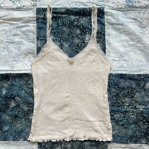 Cream Calypso St. Bart women’s tank cami lace detailing and scalloped bottom xs
